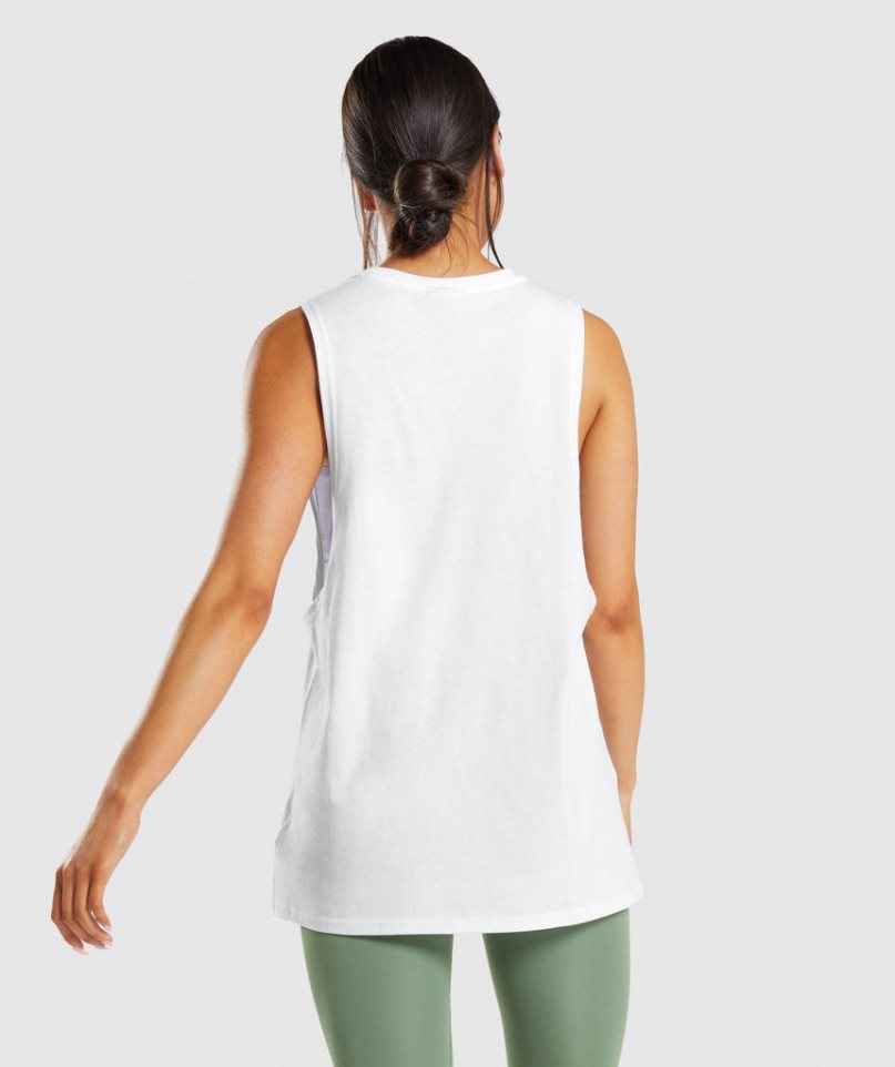 Women's Gymshark Training Drop Arm Tanks White | NZ 4IZJCR